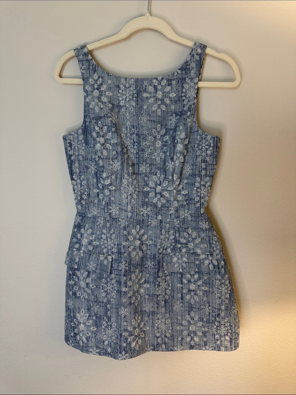 Women's Blue Floral Sleeveless Romper (Shorts)
